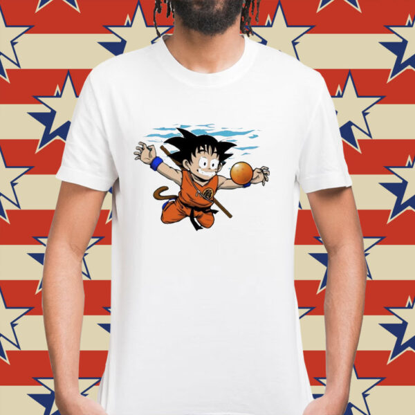 Goku from Dragon Ball in the style of Nirvana’s Nevermind Shirt