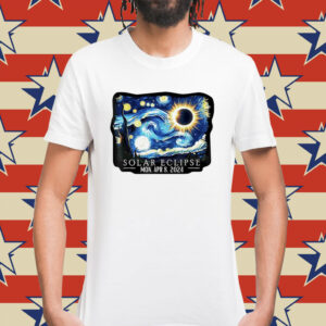 Retro Starry Night & Solar Eclipse Of April 8, 2024 Shirt