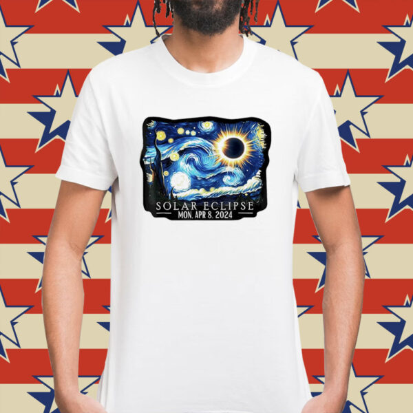 Retro Starry Night & Solar Eclipse Of April 8, 2024 Shirt