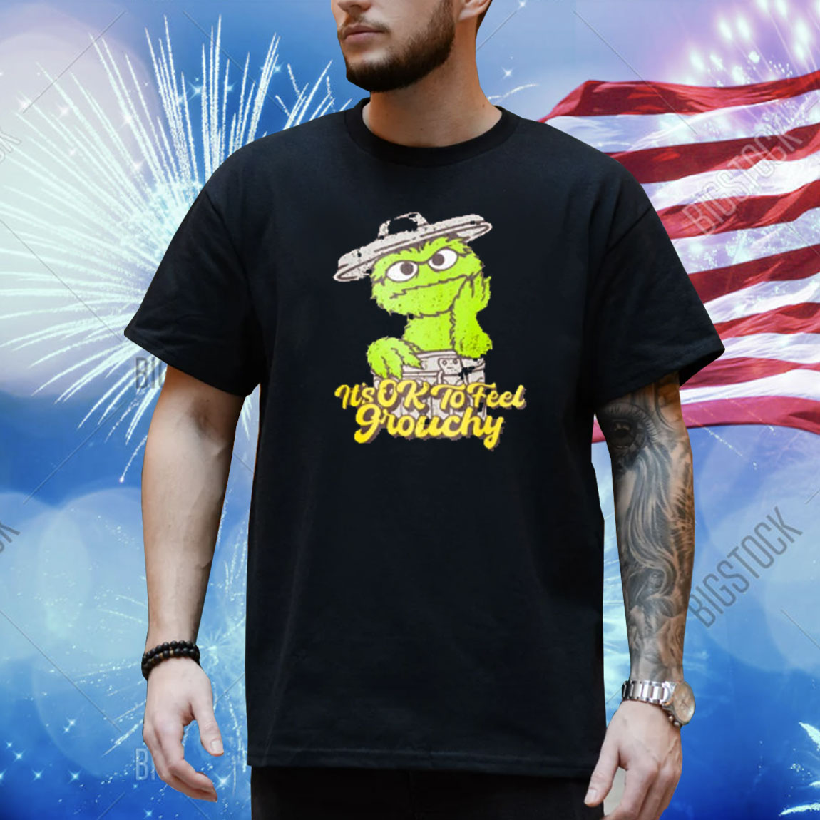 Noah Kahan Wearing Sesame Street It's Ok To Feel Grouchy Shirt