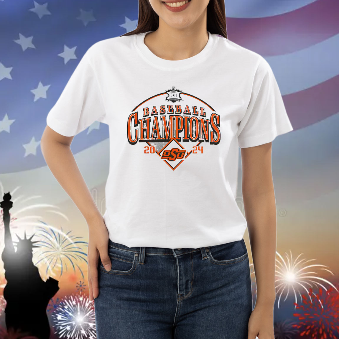 Oklahoma State Cowboys 2024 Big 12 Baseball Conference Tournament Champions Curveball Break Shirt