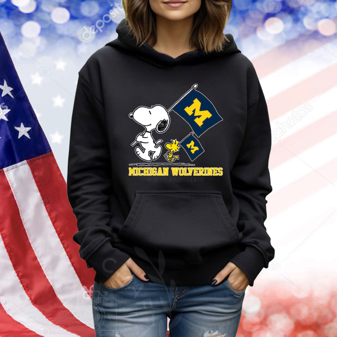Snoopy Michigan Wolverines Road To Oklahoma City flag Shirt