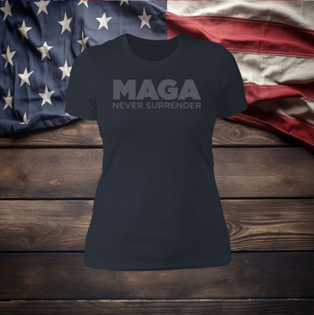 MAGA Never Surrender Black Shirt