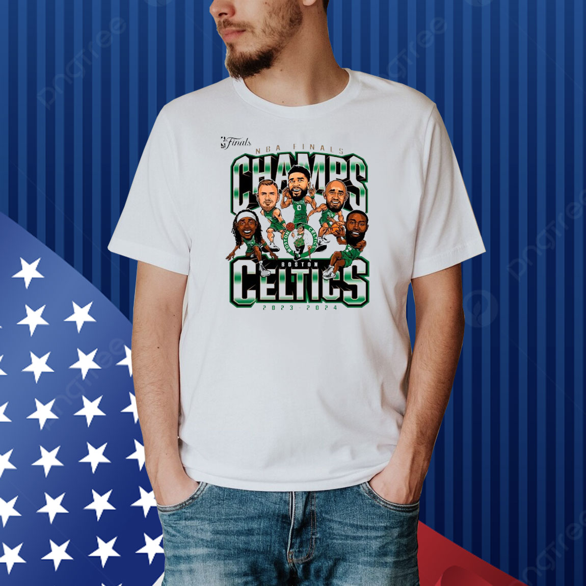 Official Boston Celtics 2023-2024 NBA Finals Champions Pull Up Jumper Caricature Shirt