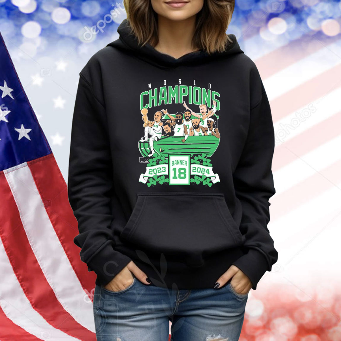 Official Boston Celtics Banner 18 Duckboat World Champions 2023-2024 Shirt