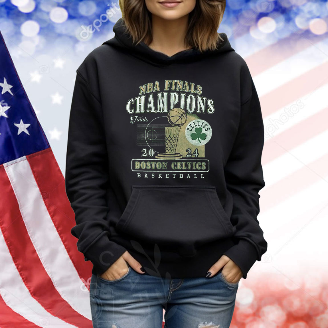 Official Boston Celtics Basketball 2024 NBA Finals Champions Big and Tall Courtside Shirt