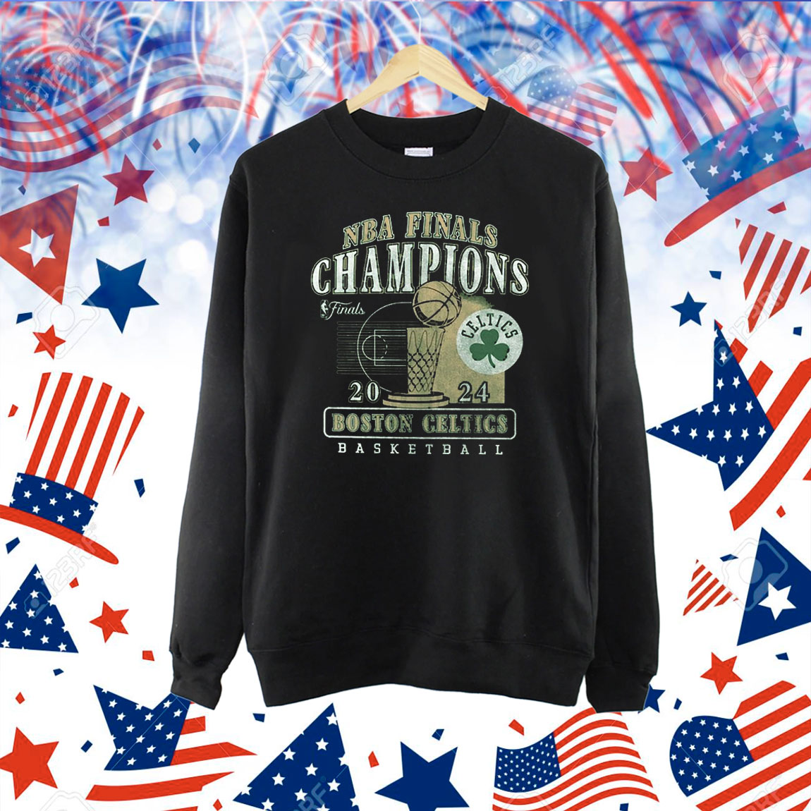 Official Boston Celtics Basketball 2024 NBA Finals Champions Big and Tall Courtside Shirt