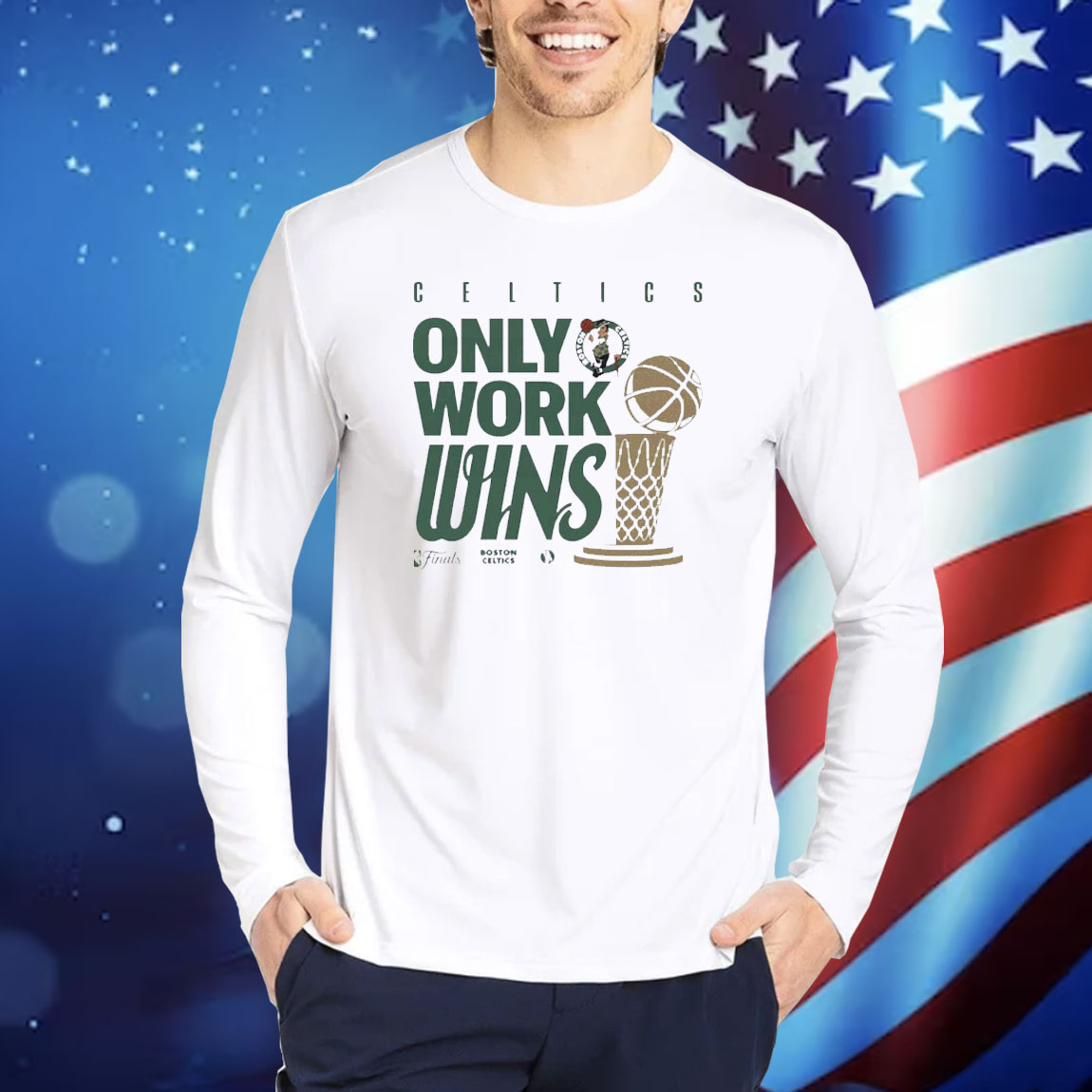 Official Boston Celtics Nike 2024 NBA Finals Champions Celebration Parade Only Work Wins Shirt