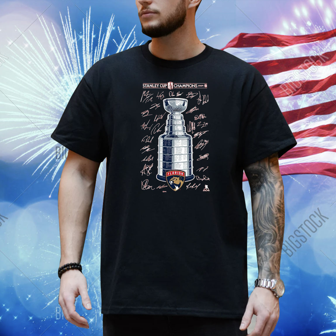 Official Florida Panthers 2024 Stanley Cup Champions Signature Roster Shirt