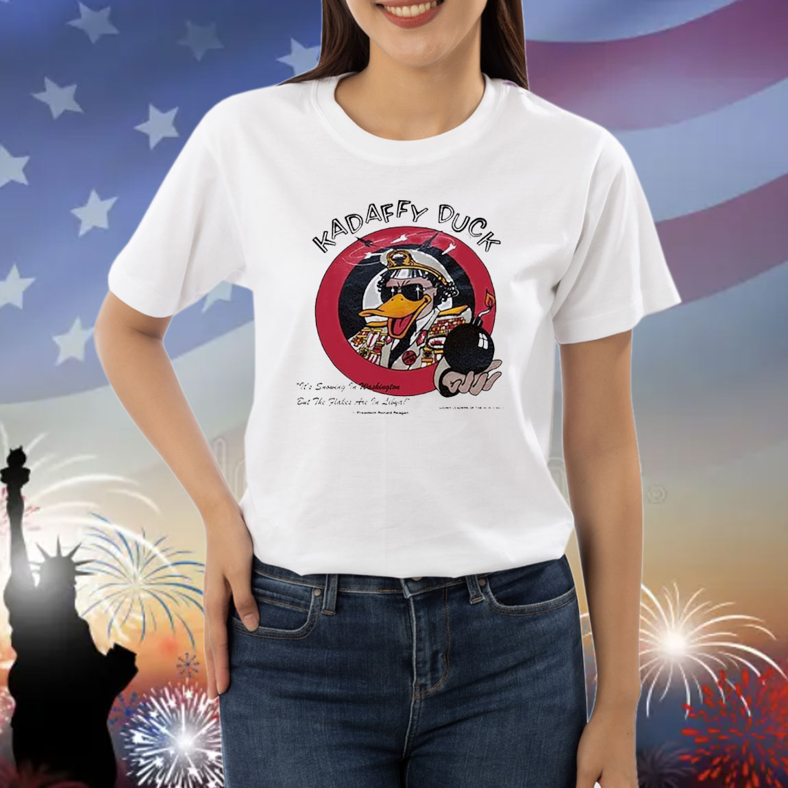 Official Kadaffy Duck It’s Snowing In Washington But The Flakes Are In Libya Shirt