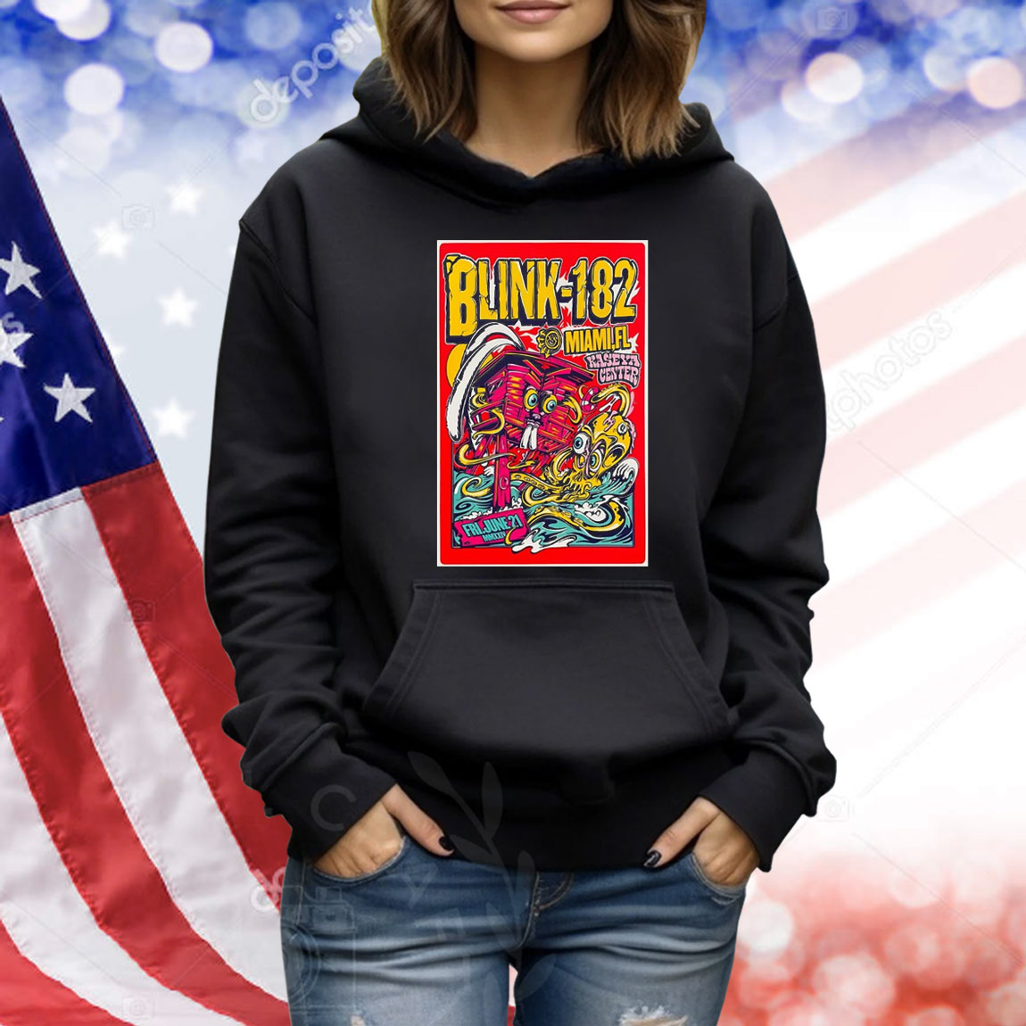 Official Poster Blink-182 June 21 2024 Kaseya Center Tour Miami FL Shirt