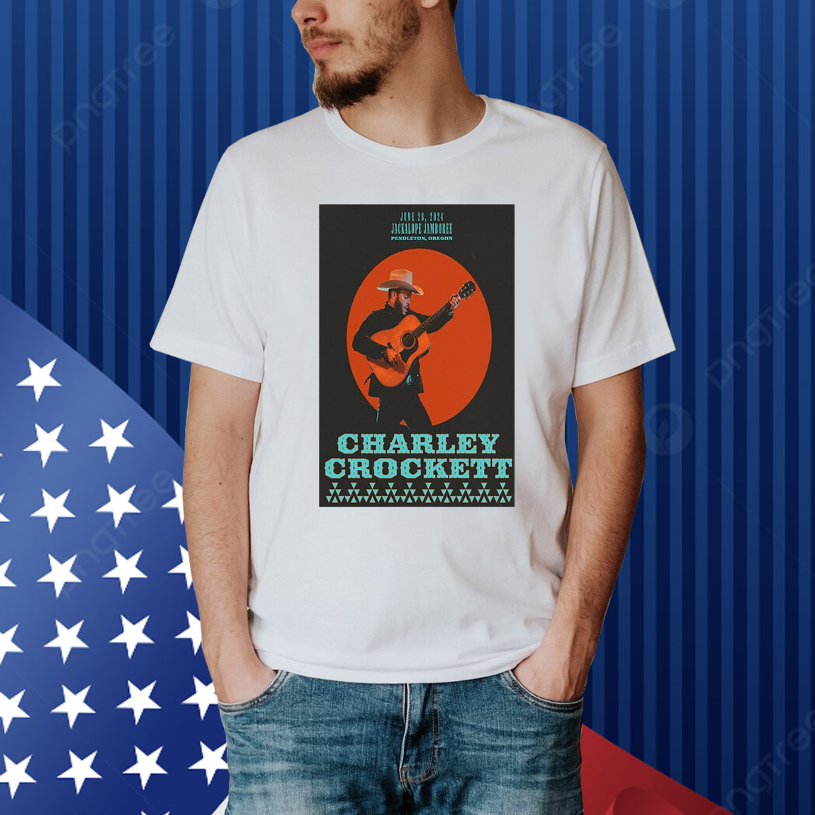 Official Poster Charley Crockett June 28 2024 Jackalope Jamboree Pendleton OR Shirt