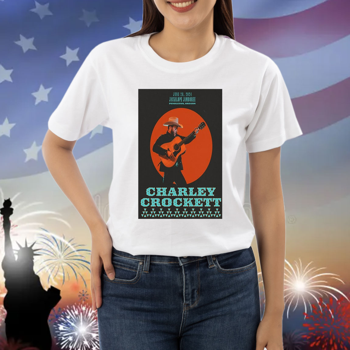 Official Poster Charley Crockett June 28 2024 Jackalope Jamboree Pendleton OR Shirt