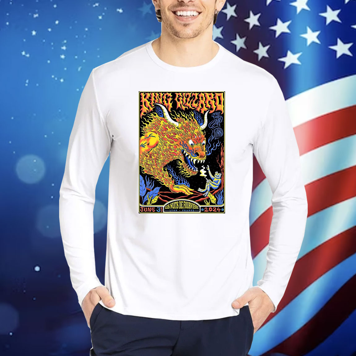 Official Poster King Gizzard And The Lizard Wizard June 3 2024 Les Nuits De Fourvière Lyon France Shirt
