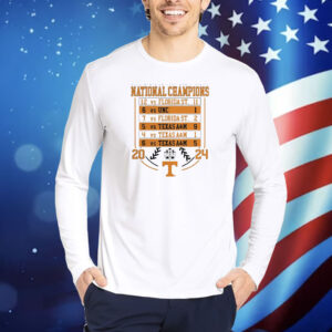 Official Tennessee Volunteers Women’s 2024 NCAA Men’s Baseball College World Series Champions Schedule Shirt