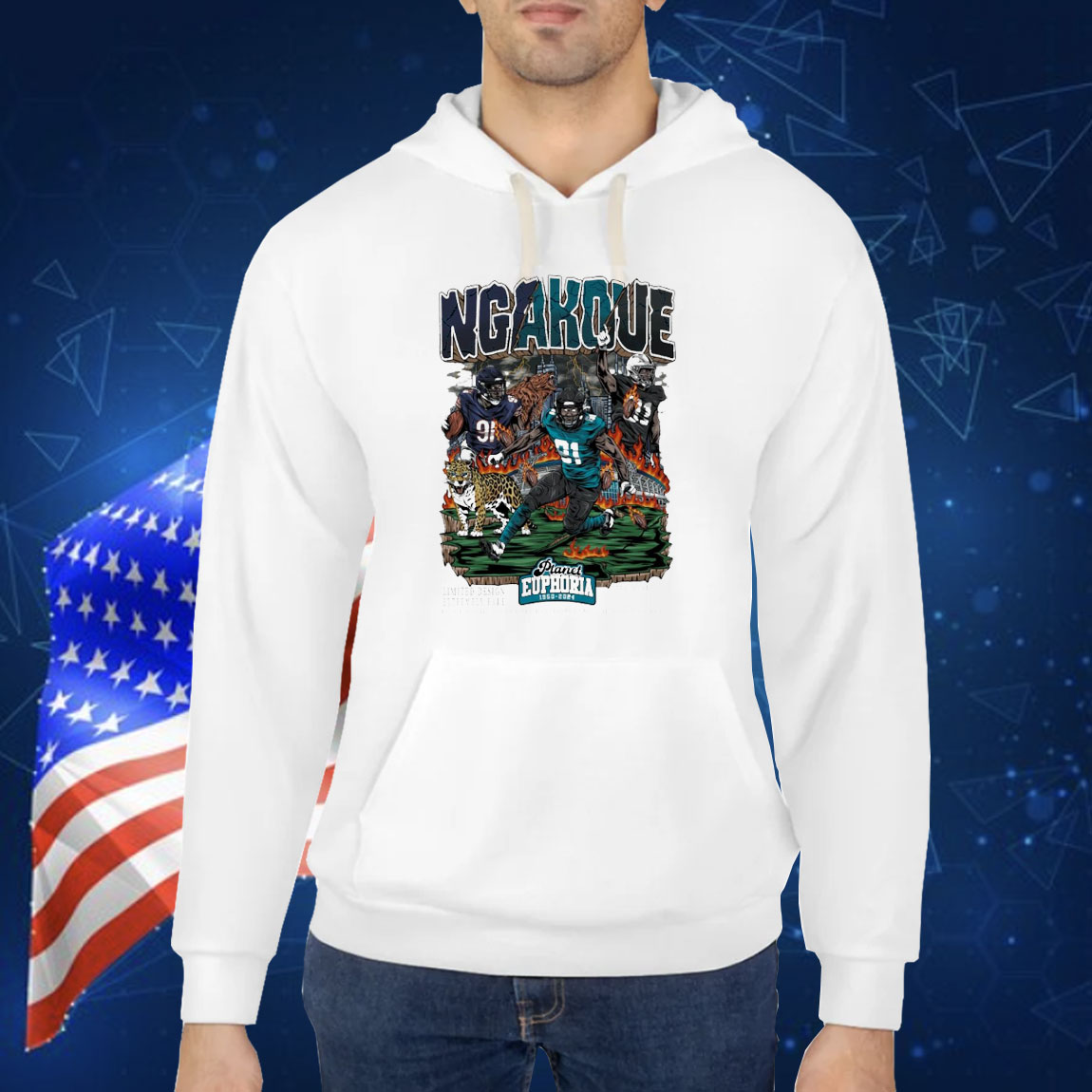 Official Yannick Ngakoue Jacksonville Jaguars number 91 Planet Euphoria Artwork 2024 Shirt