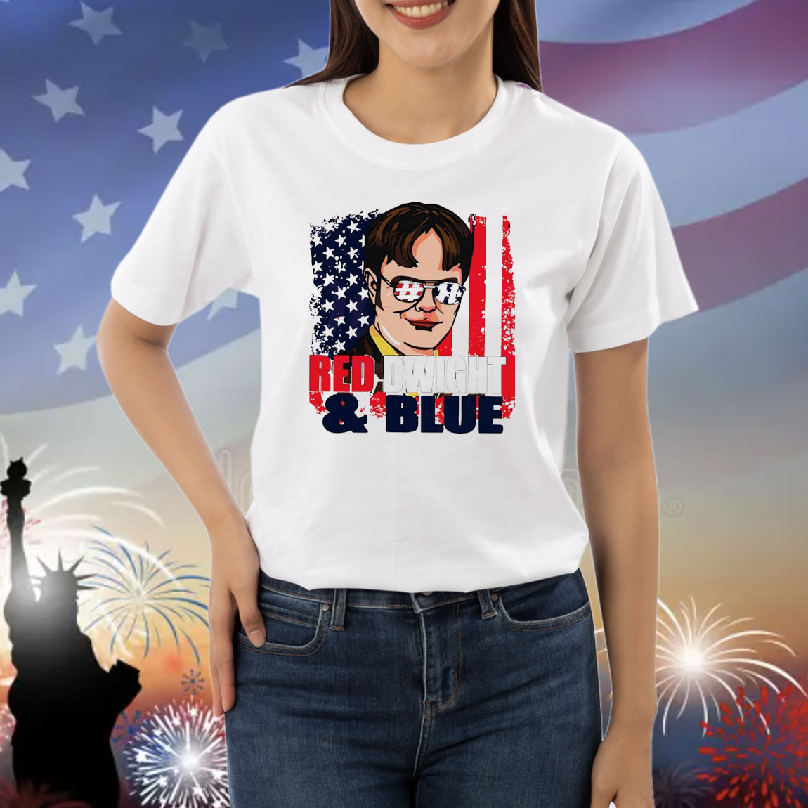 Red Dwight And Blue 4th Of July Shirt