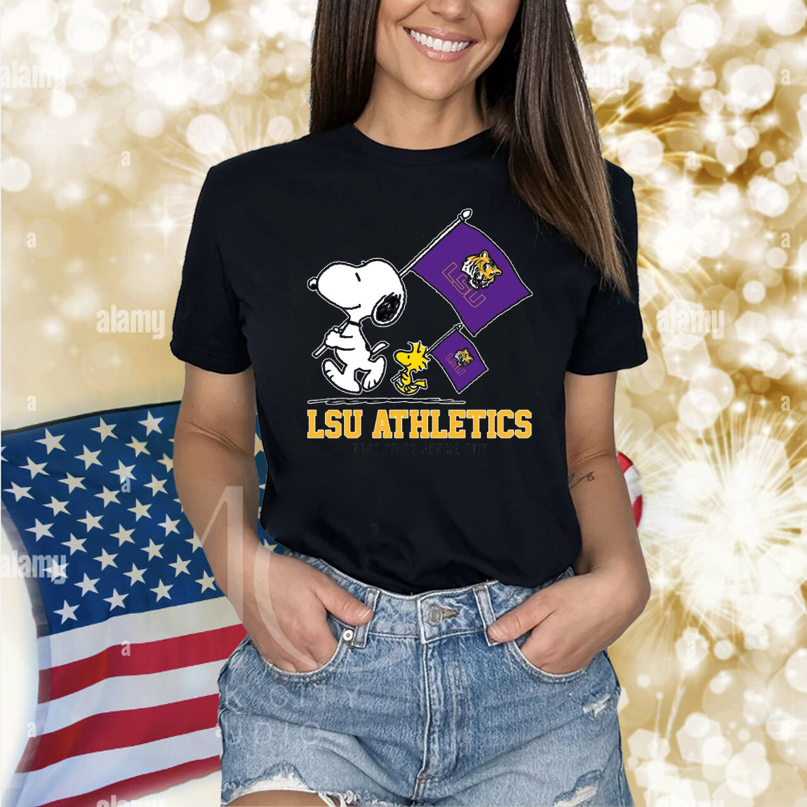 Snoopy LSU Athletics Road To Oklahoma City flag Shirt