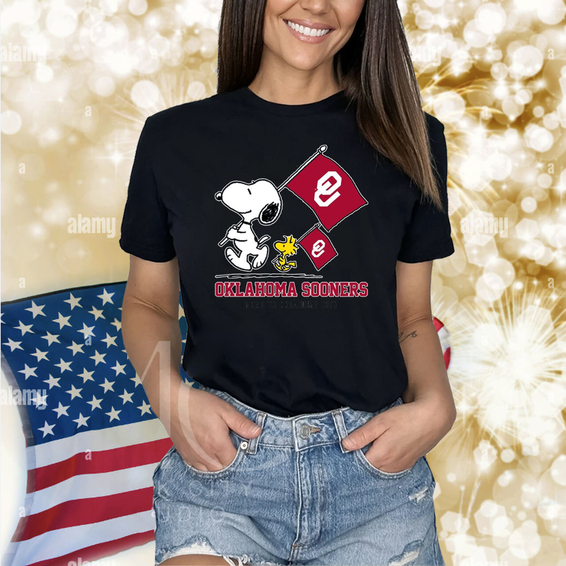 Snoopy Oklahoma Sooners Road To Oklahoma City flag Shirt
