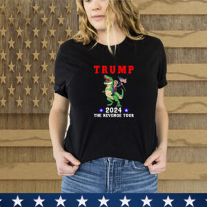 Trump 2024 The Revenge Tour Riding Dinosaur American Flag T-Shirt