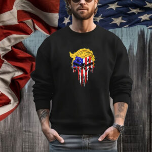 Trump Skull USA Flag Hair Funny President Gift T-Shirt