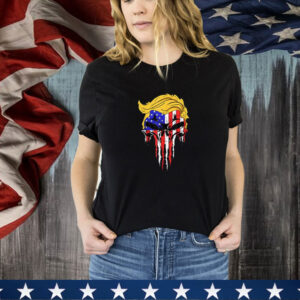 Trump Skull USA Flag Hair Funny President Gift T-Shirt