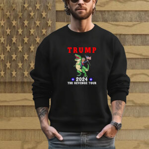 Trump 2024 The Revenge Tour Riding Dinosaur American Flag T-Shirt