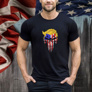 Trump Skull USA Flag Hair Funny President Gift T-Shirt