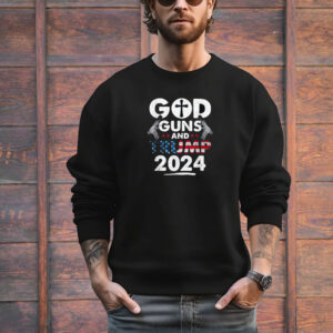 God Guns and Trump 2024 USA American Flag T-Shirt