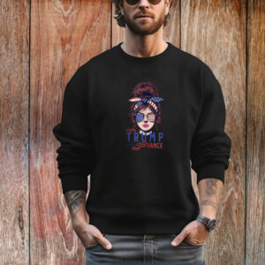 Trump Vance 2024 Trump Girl Messy Bun Hair US Flag T-Shirt