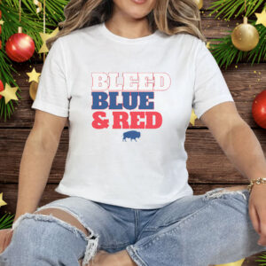 Buffalo Football Bleed Blue Red Tee Shirt