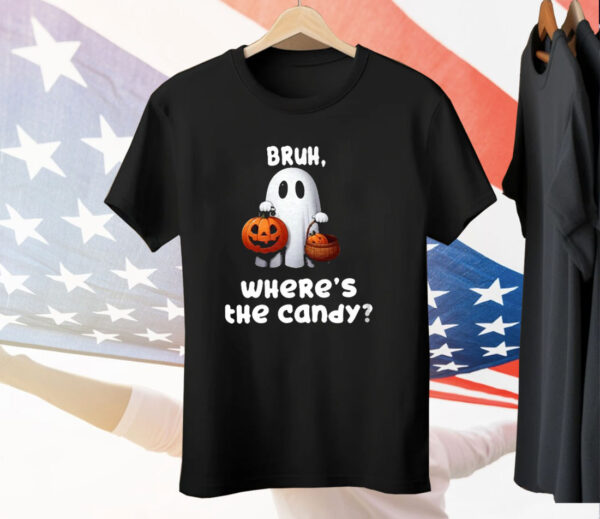 Women’s Halloween Bush Ghost Where The Candy Tee Shirt