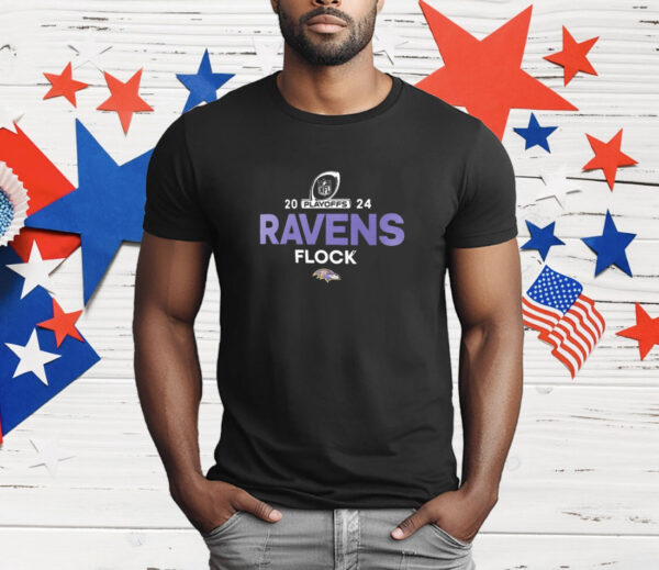 Baltimore Ravens Flock 2024 NFL Playoffs T-Shirt