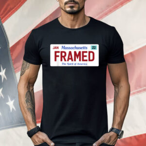 Framed Massachusetts License Plate Police Justice Satire Shirt