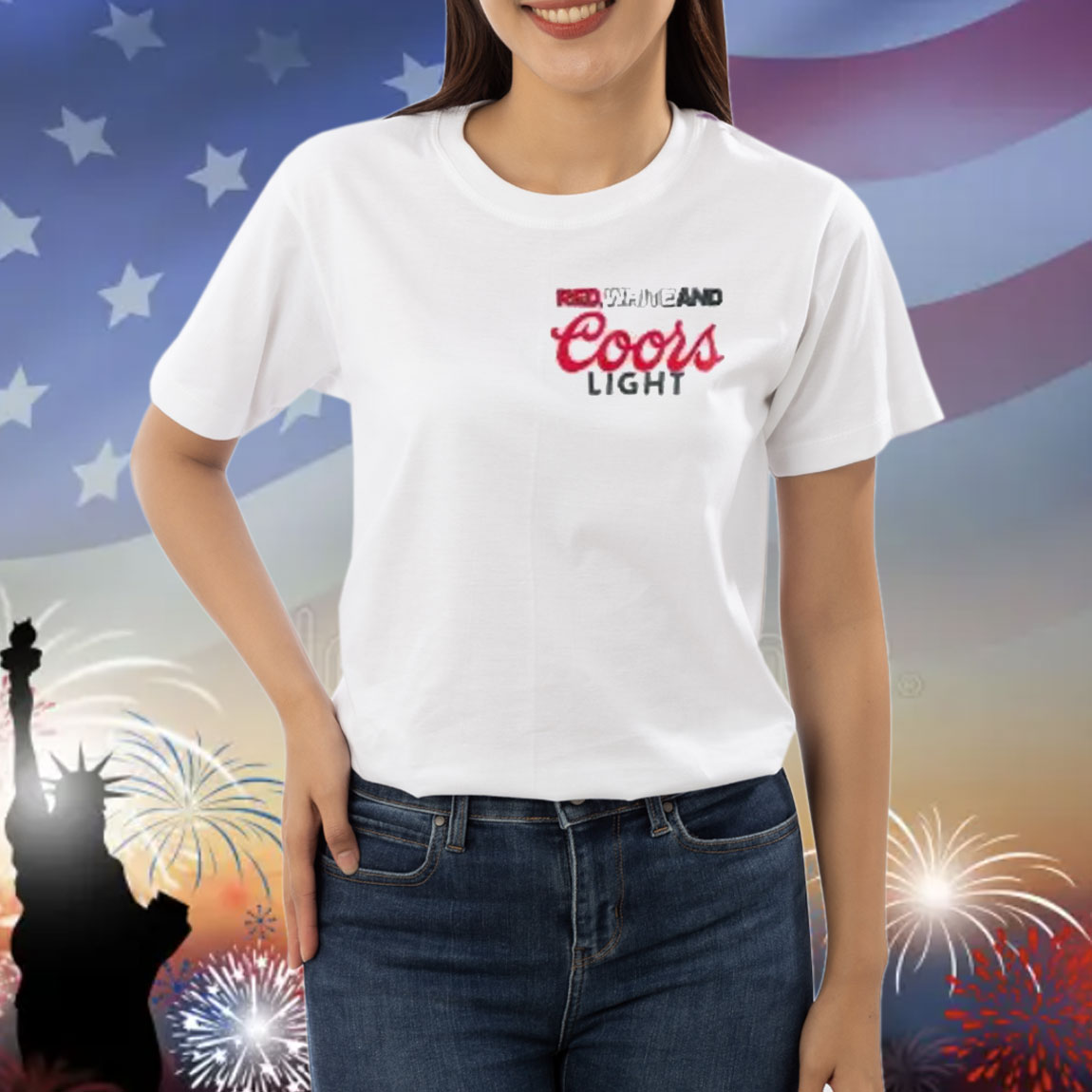 Red White And Coors Light 4th Of July Shirt