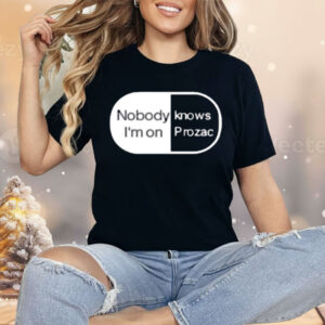 Robbie Williams Wearing Noboydy I'm On Knows Prozac Shirt