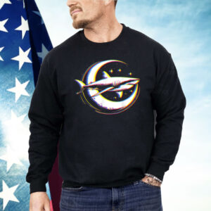 Cosmic Shark In Front Of The Moon Supernatural Visual Space Shirt