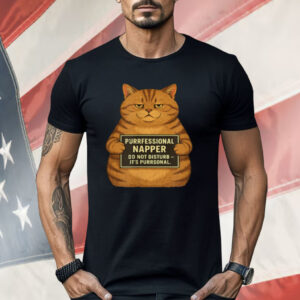 Fat Tabby Cat Mugshot Purrfessional Napper Shirt