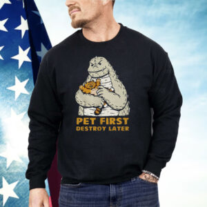 Godzilla With A Cat Pet First Destroy Later Shirt