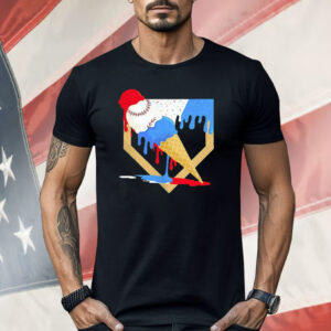 Red White And Blue Baseball Ice Cream Drip Shirt