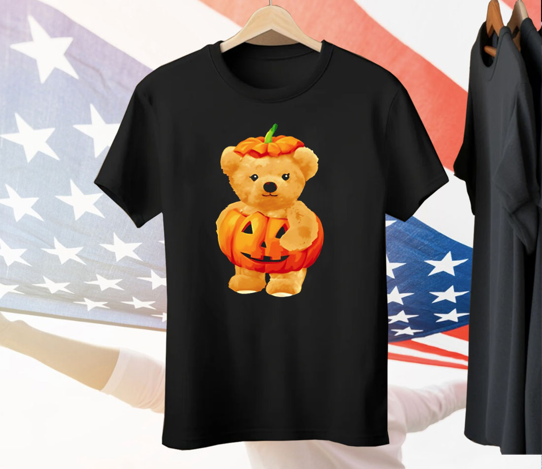 Cool Pumpkin And Teddy Bear For Halloween Tee Shirt