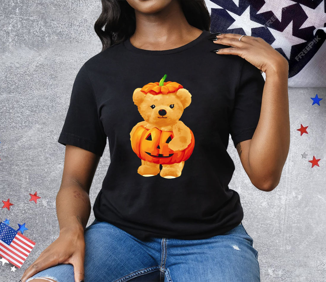 Cool Pumpkin And Teddy Bear For Halloween Tee Shirt