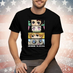 Demon Slayer Group Eyes 4-Panel Black Tee Shirt