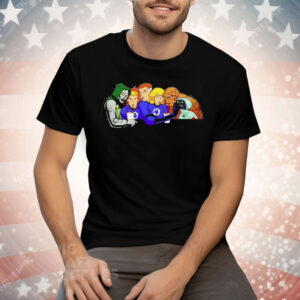 Four Fantastic Friends A Villain And A Robot Tee Shirt
