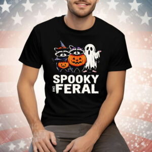 Ghost Raccoon Opossum Spooky And Feral Halloween Tee Shirt