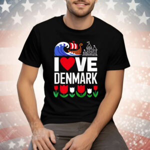 I love Denmark Viking Ship Tulip Tee Shirt