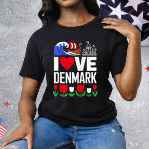 I love Denmark Viking Ship Tulip Tee Shirt