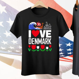 I love Denmark Viking Ship Tulip Tee Shirt