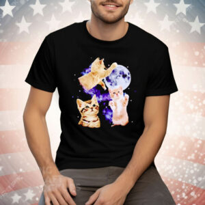 Three Cats Moon Retro Tee Shirt