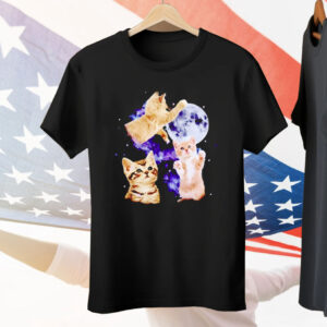 Three Cats Moon Retro Tee Shirt